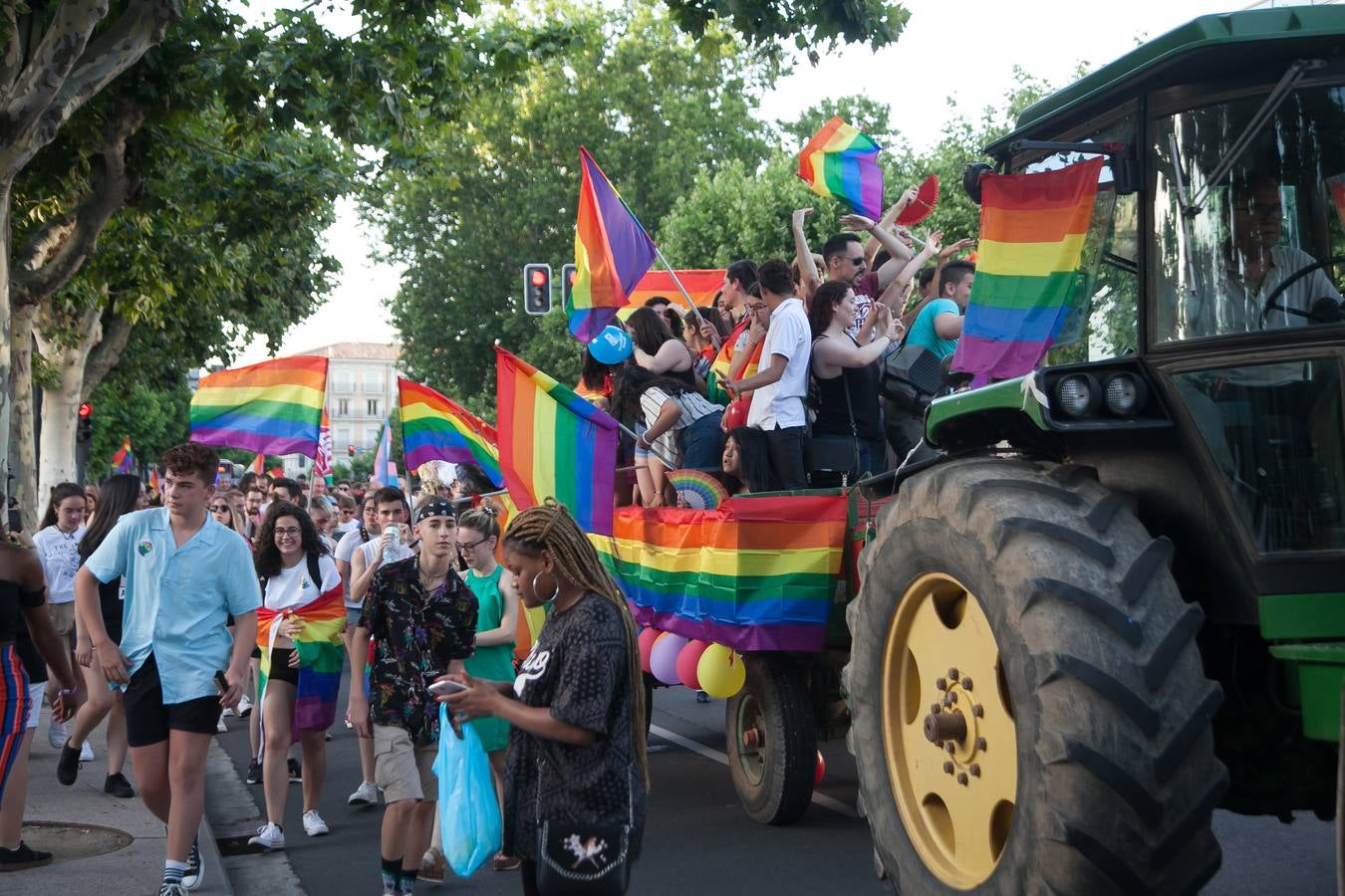 Unos jóvenes, durante la manifestación