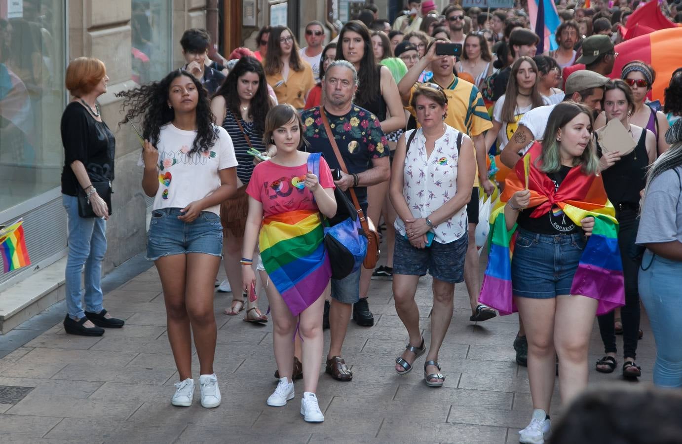 Unos jóvenes, durante la manifestación