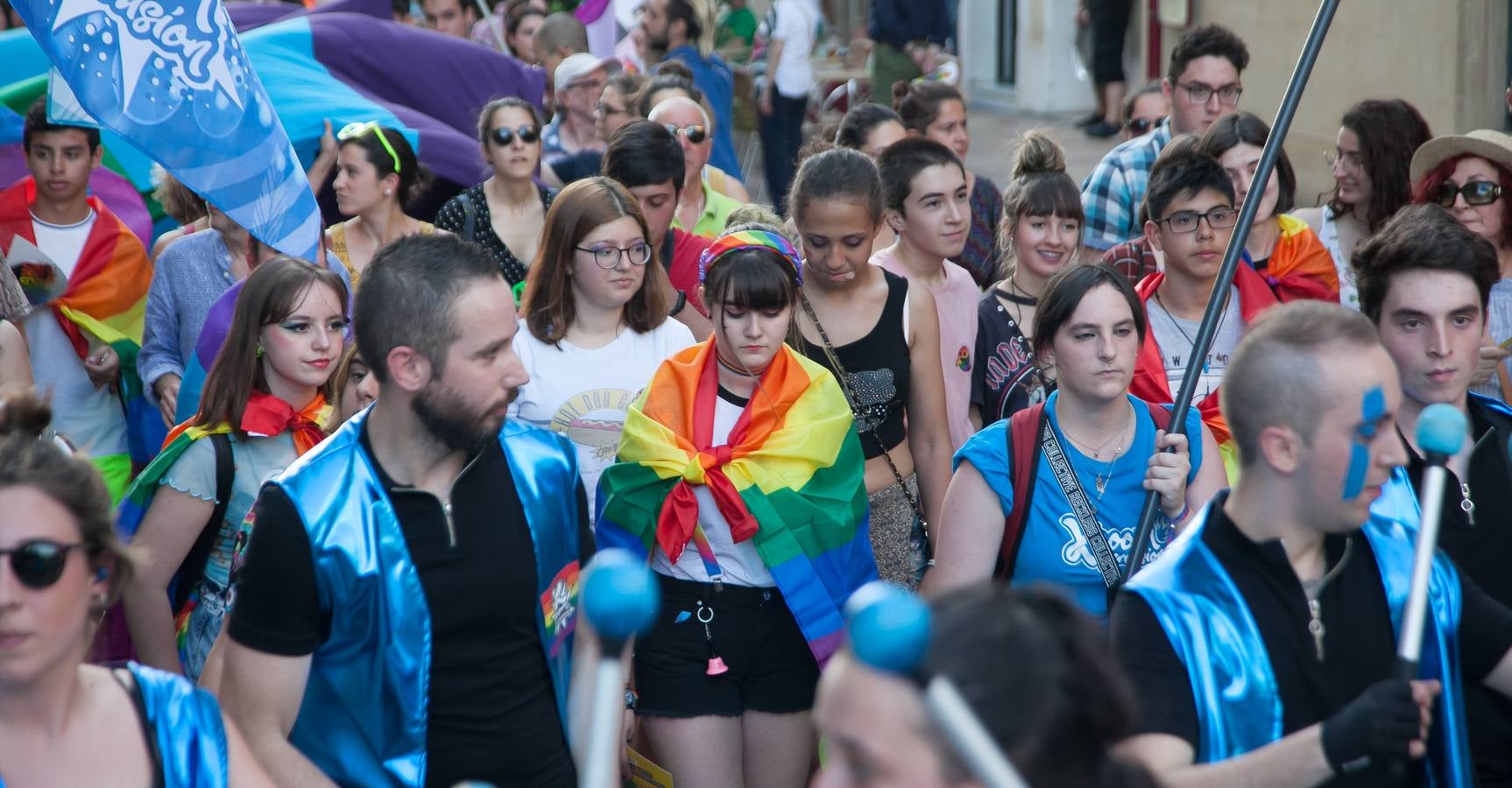 Unos jóvenes, durante la manifestación