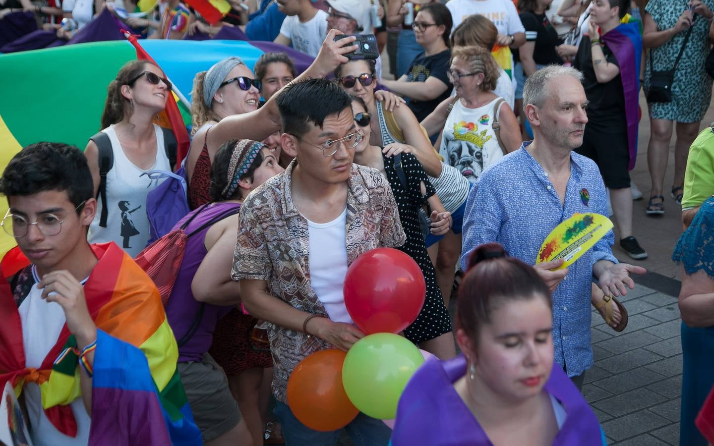 Unos jóvenes, durante la manifestación