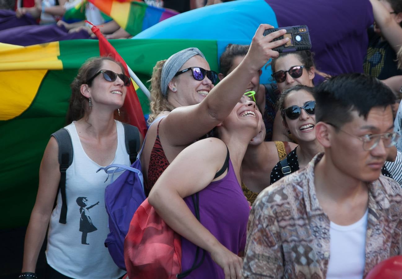 Unos jóvenes, durante la manifestación