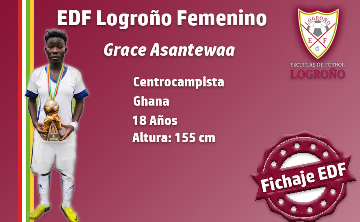 La centrocampista Grace Asantewaa se suma al EDF Logroño