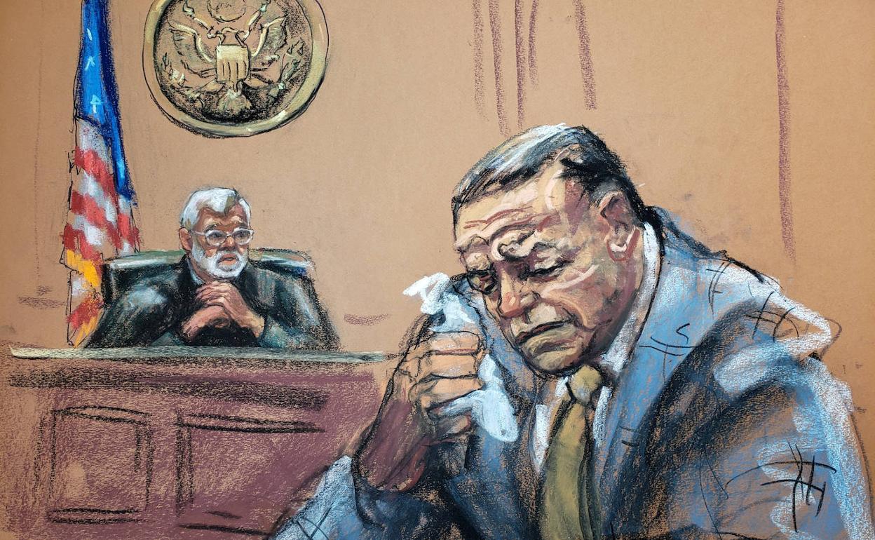 César Sayoc, en un dibujo mientras escucha la condena del juez federal.