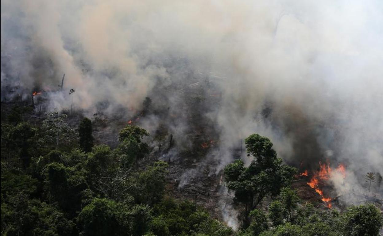 Vista aérea del incendio.