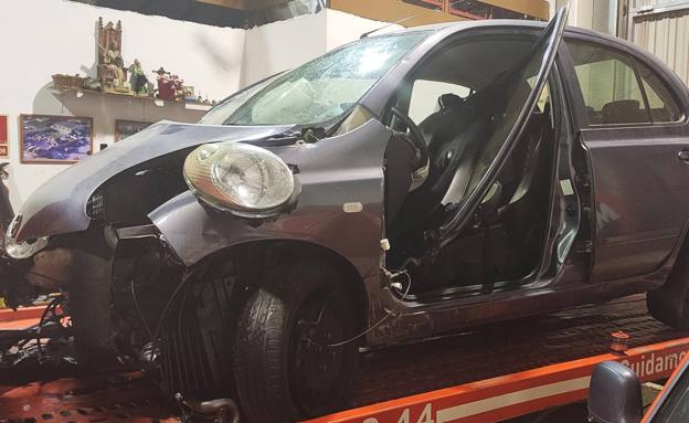 El coche del accidente, ya en el taller