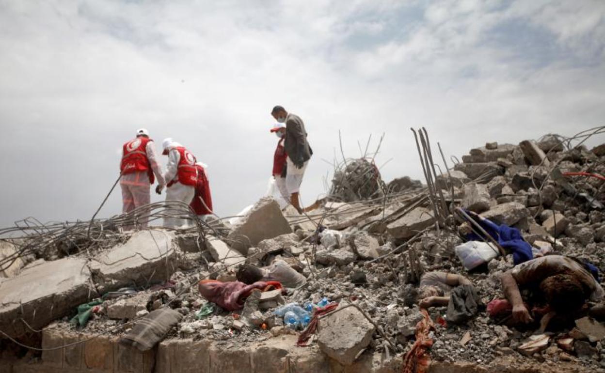 Imagen de la zona tras el bombardeo.