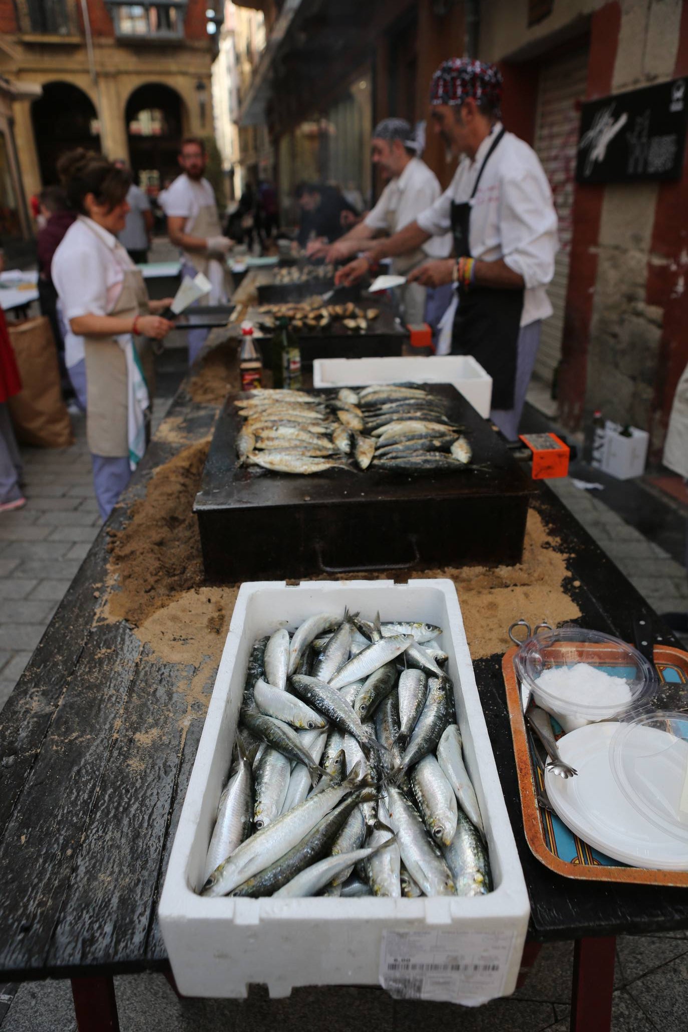 Degustaciones de choricillo, panceta y sardina