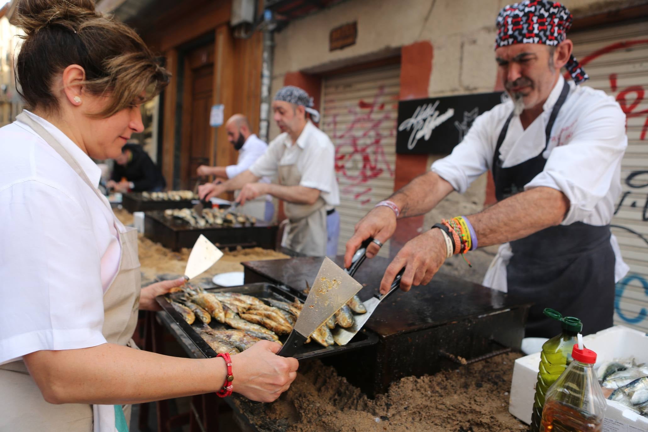 Degustaciones de choricillo, panceta y sardina