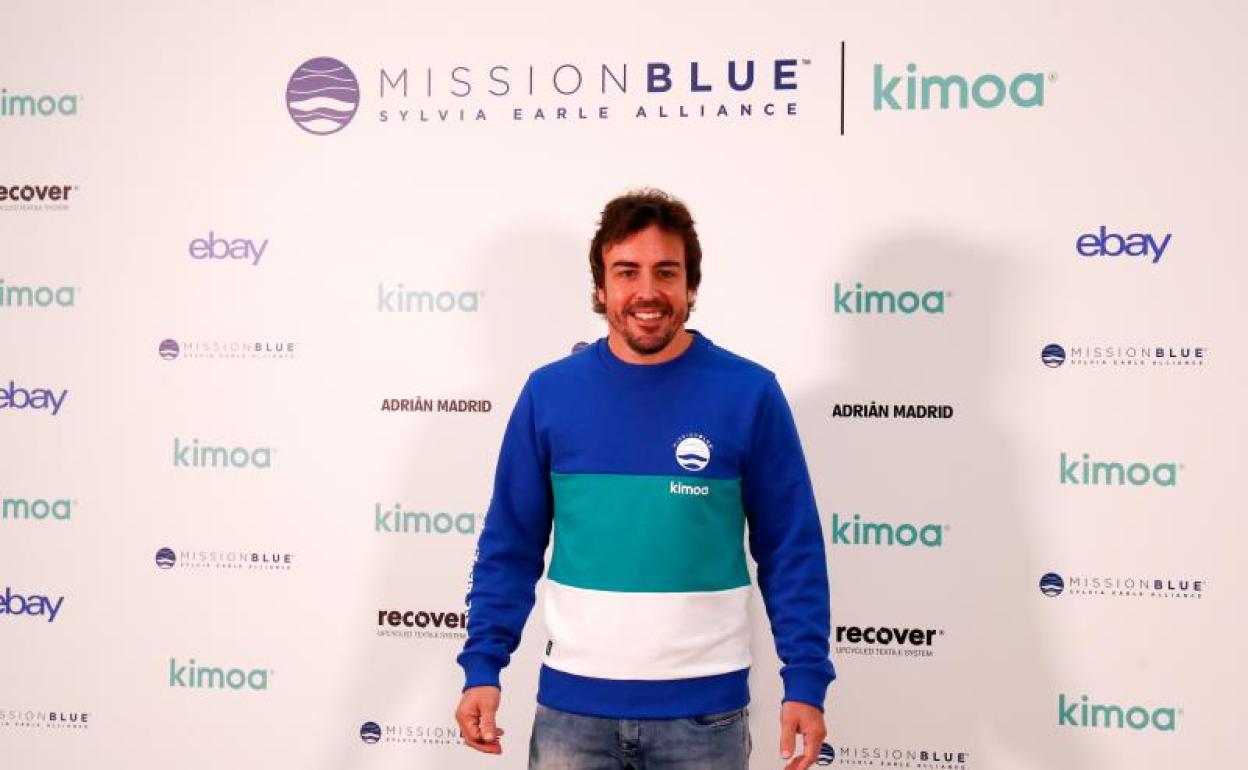 Fernando Alonso, durante la presentación del proyecto 'Mission Blue x Kimoa' 