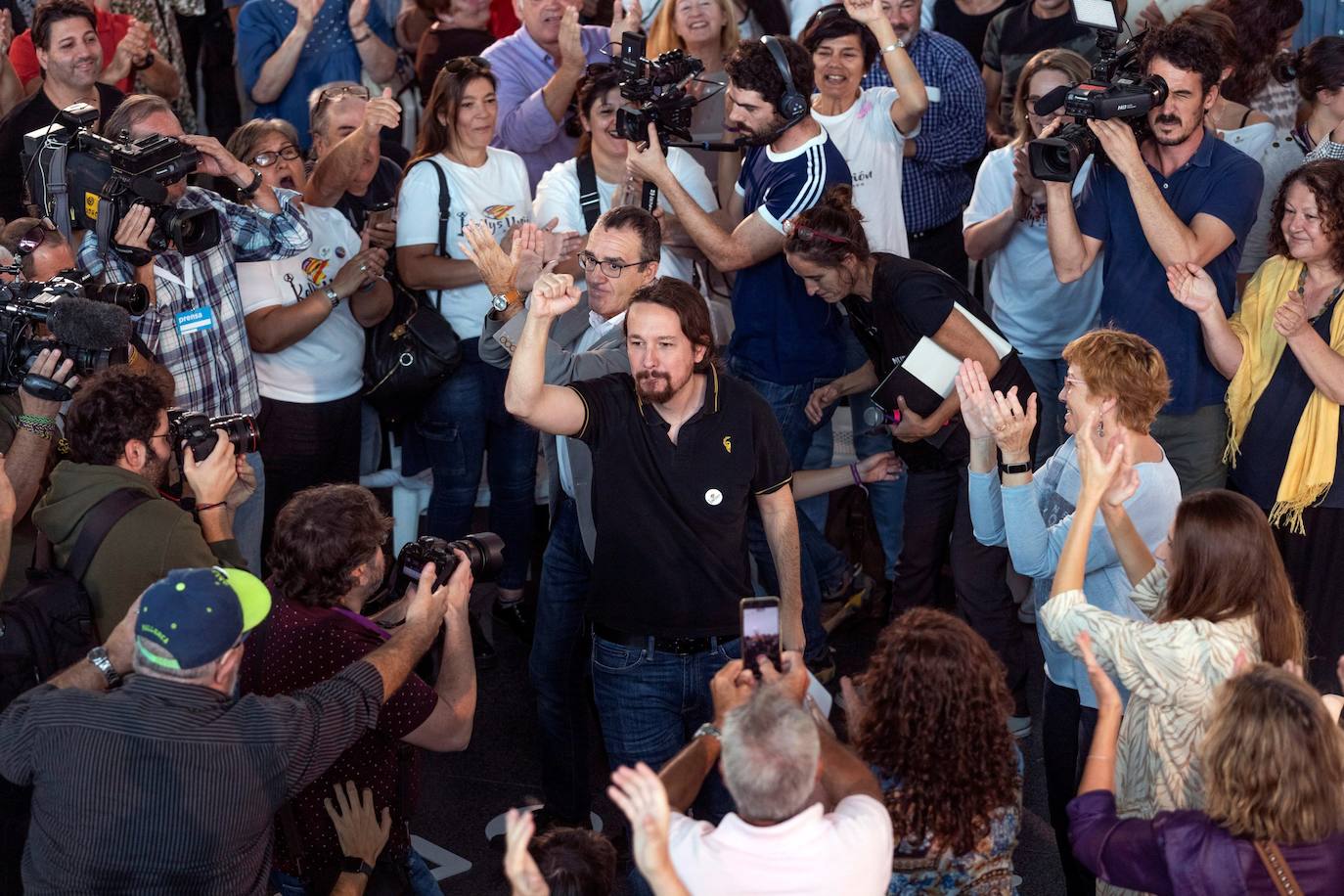 Mitin de Pablo Iglesias, líder de Unidas Podemos, en Mallorca este viernes.