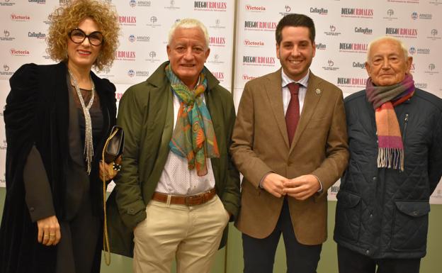 Imagen principal - Elena Bermejo, José María Fernández (hijo), el alcalde Javier García y José María Fernández (padre). Abajo, Agustín Santolaya, Claudia Urdiales, Sergio Tomás, Francis Paniego y Rebeca Pérez. A la derecha, Pedro Berné, Santurnino Berné y José Ángel León. 