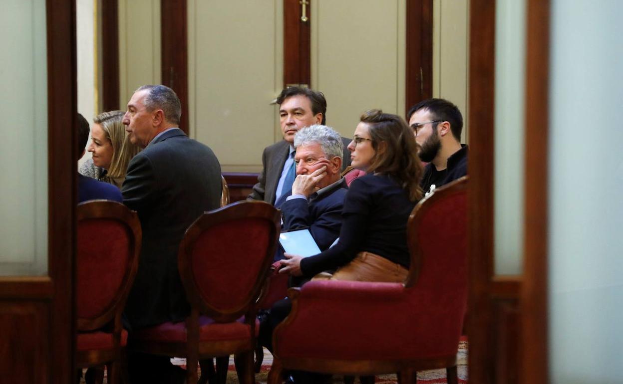 Ana Oramas, Joan Baldovi, Tomás Guitarte y Pedro Quevedo, en el Congreso.