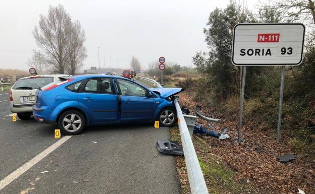 Cuatro heridos en un accidente en la N-111 a la altura de Barros