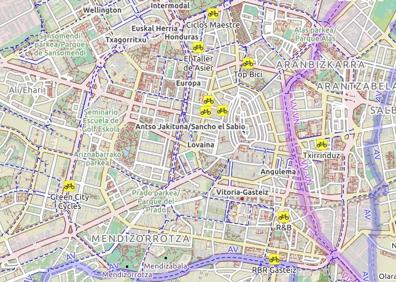 Imagen secundaria 1 - San Sebastián y Vitoria superan en número a los carriles bici de Bilbao y también a los del resto de las ciudades de esta comparativa