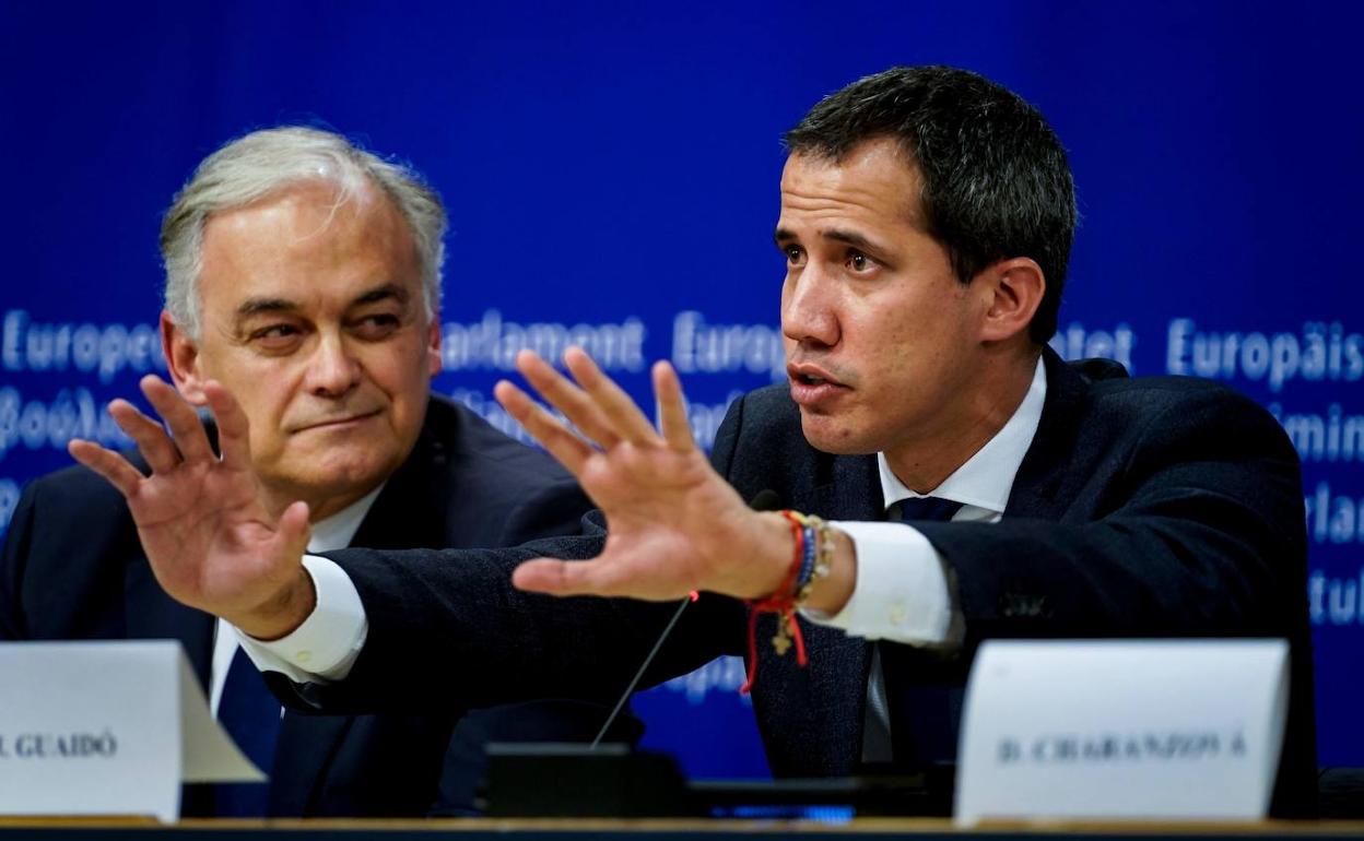 Juan Guaidó, durante su intervención en el Parlamento Europeo.