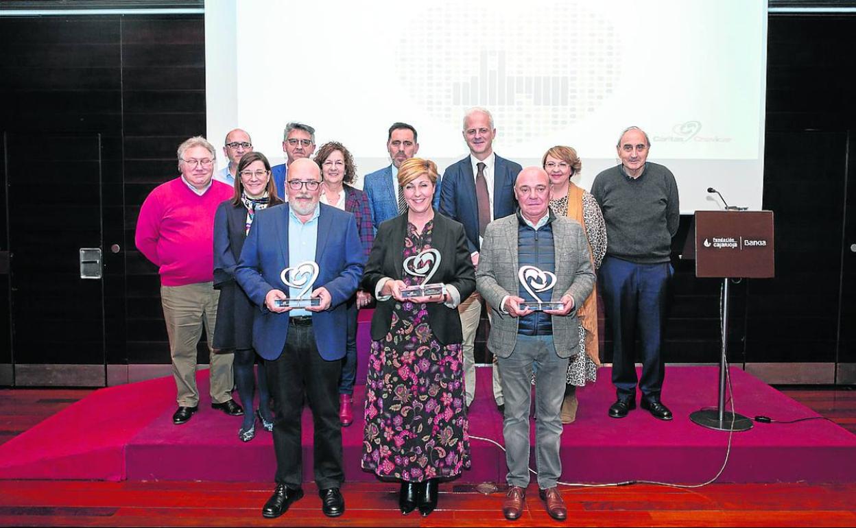 Organizadores, autoridades y premiados, en el Centro Fundación Caja Rioja-Bankia Gran Vía.