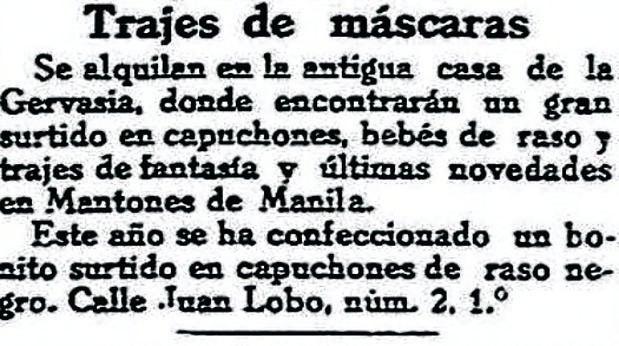 Un anuncio comercial para los carnavales de Logroño de 1915