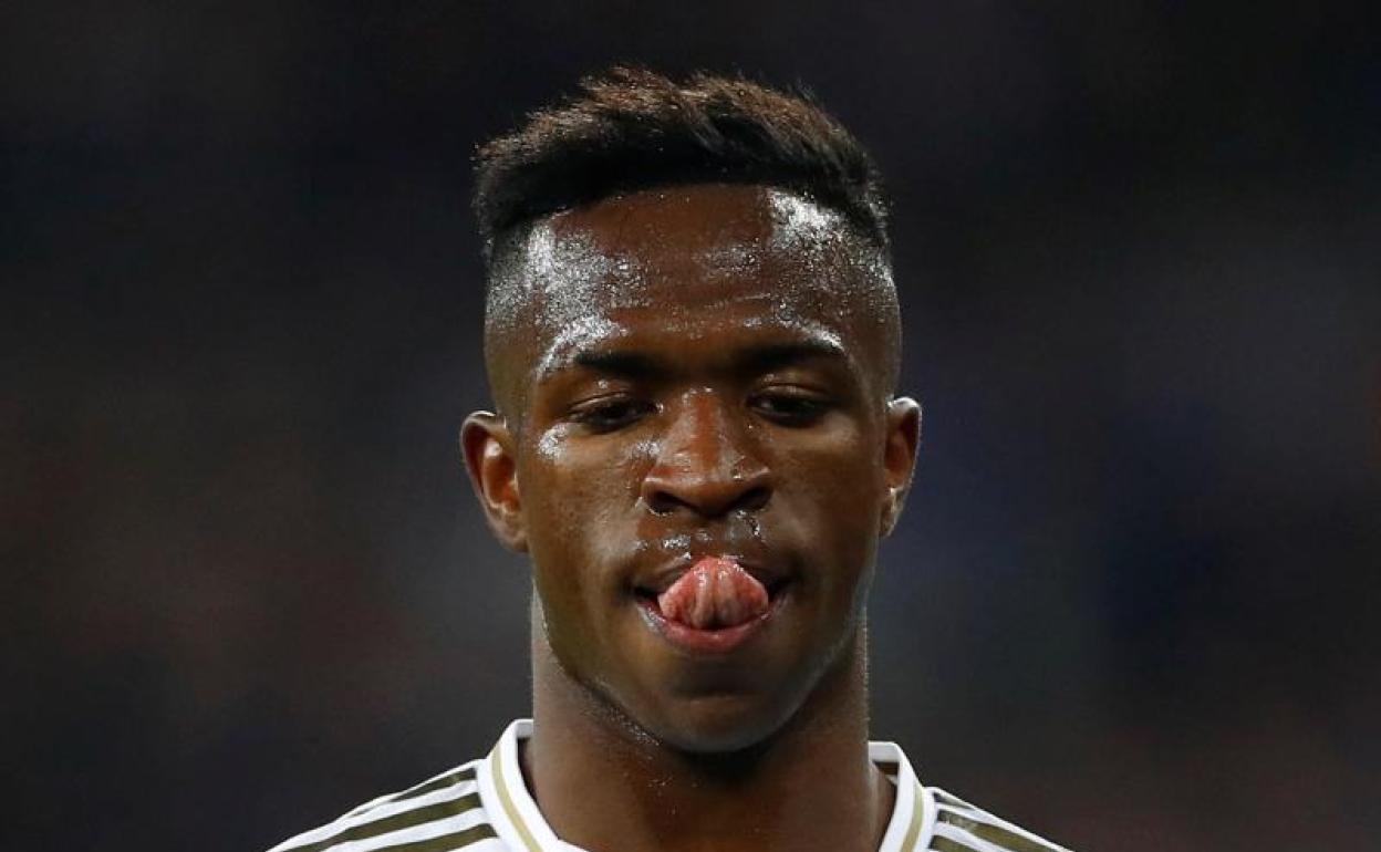 El delantero brasileño Vinicius, durante el partido contra el Manchester City. 