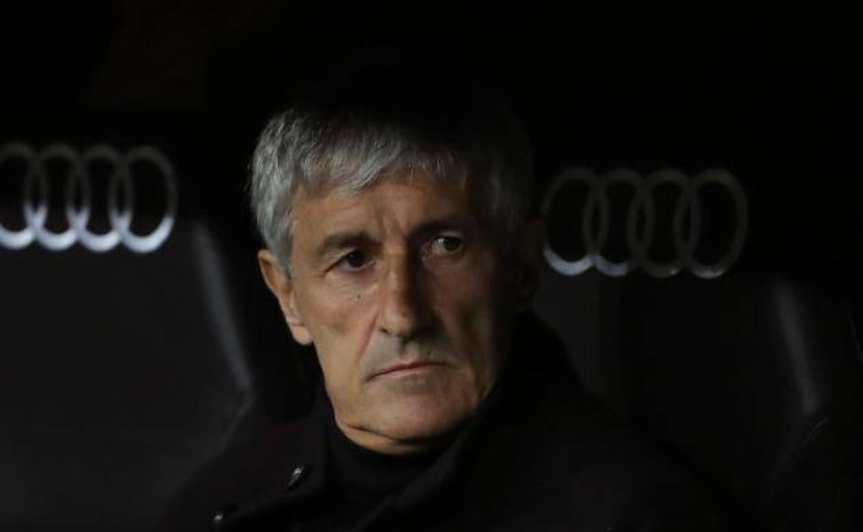 Quique Setién durante el Clásico.