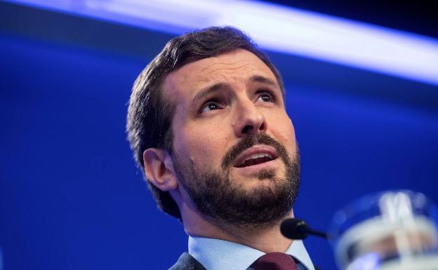 Casado, el lunes, tras el Comité de Dirección del PP en la sede central del partido. 