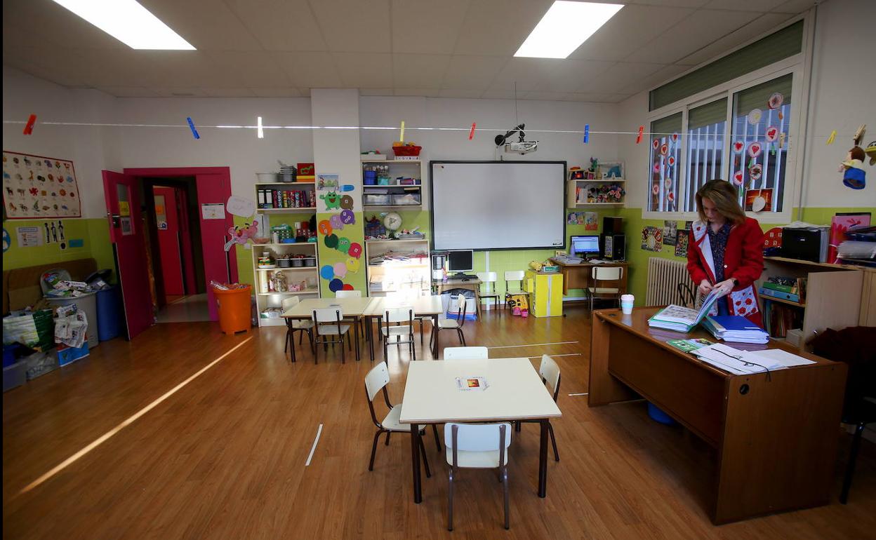 Aula vacía de un colegio riojano, este miércoles. 