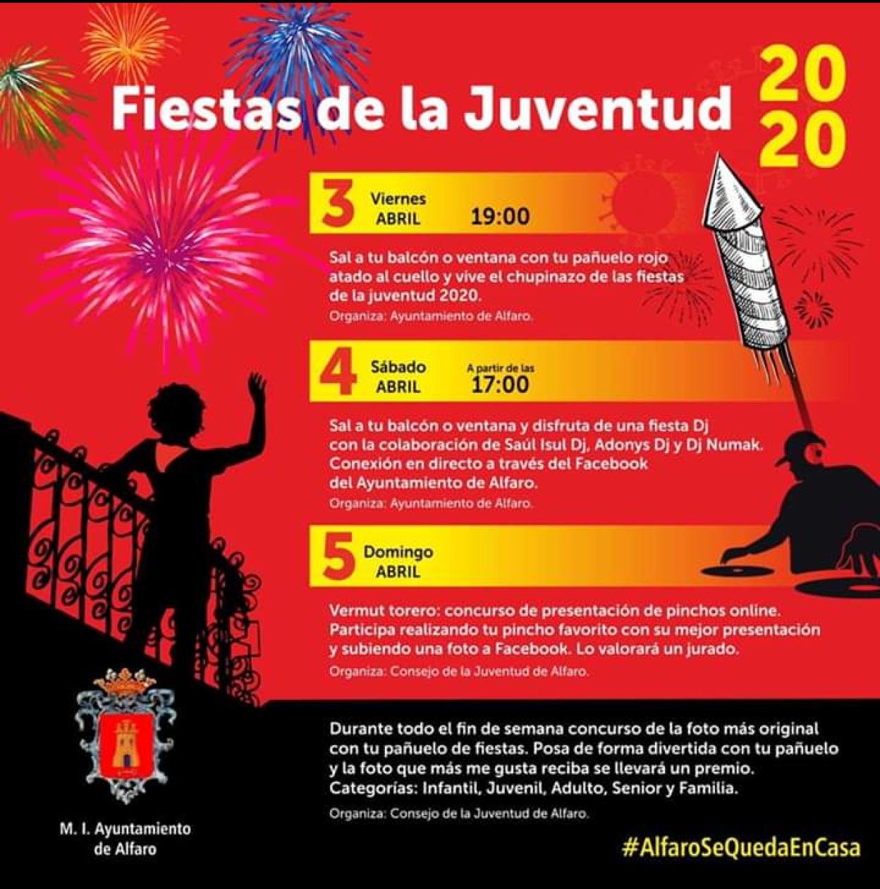 Alfaro celebrará las fiestas de la juventud desde las ventanas y balcones