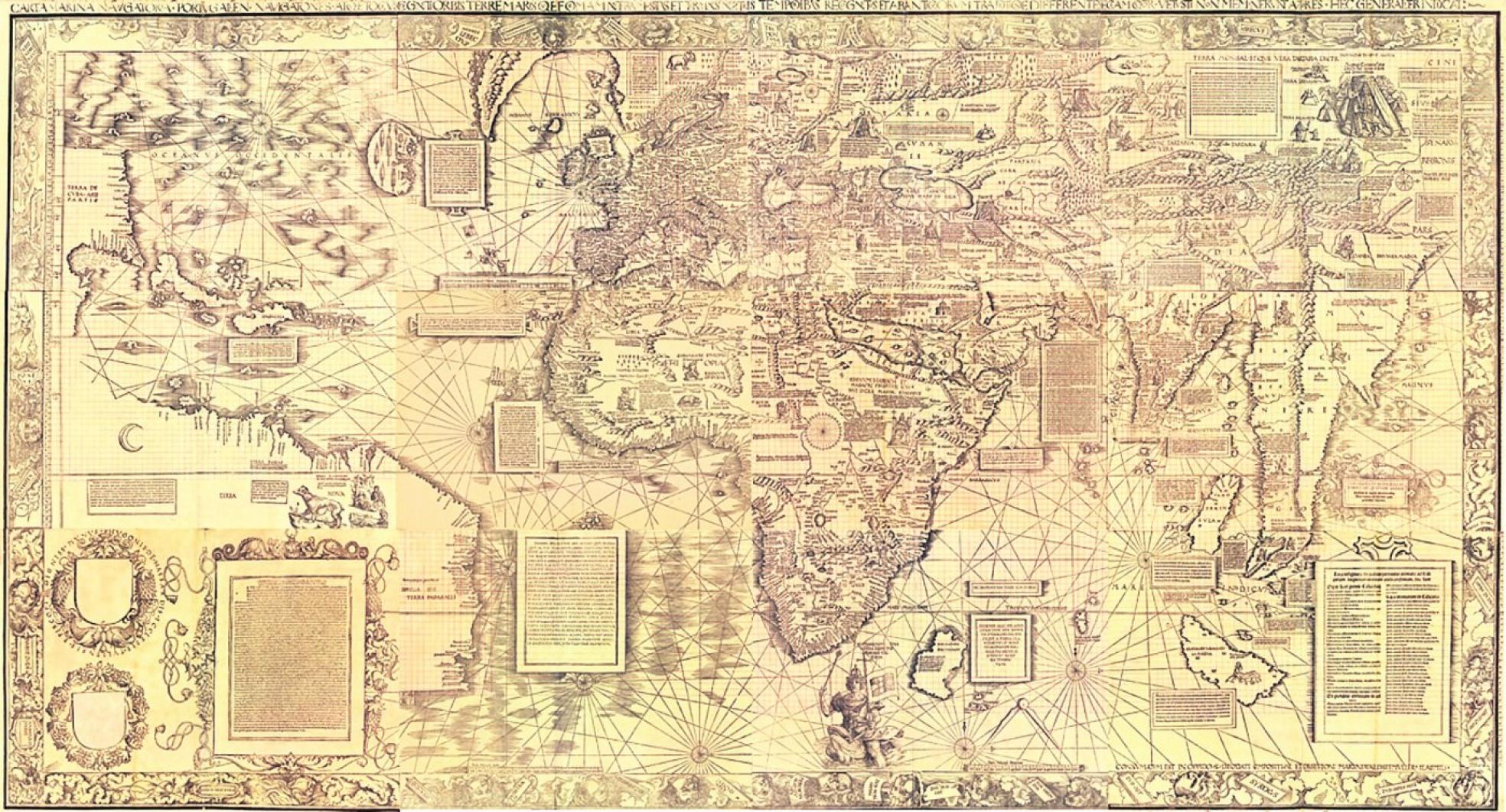 Mapa de Martin Waldseemüller .Publicado en 1516 mostrando el mundo conocido por los europeos. 