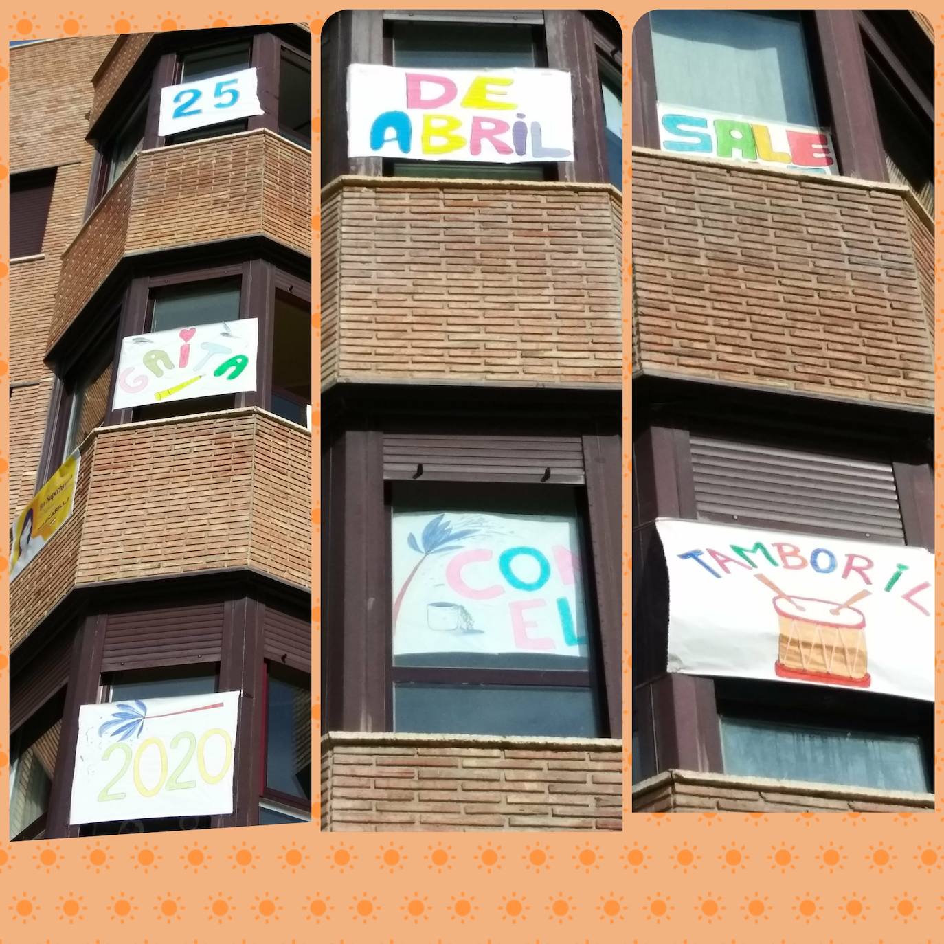 Desde sus balcones y ventanas. Así están celebrando los calceatenses el Día de la Gaita.