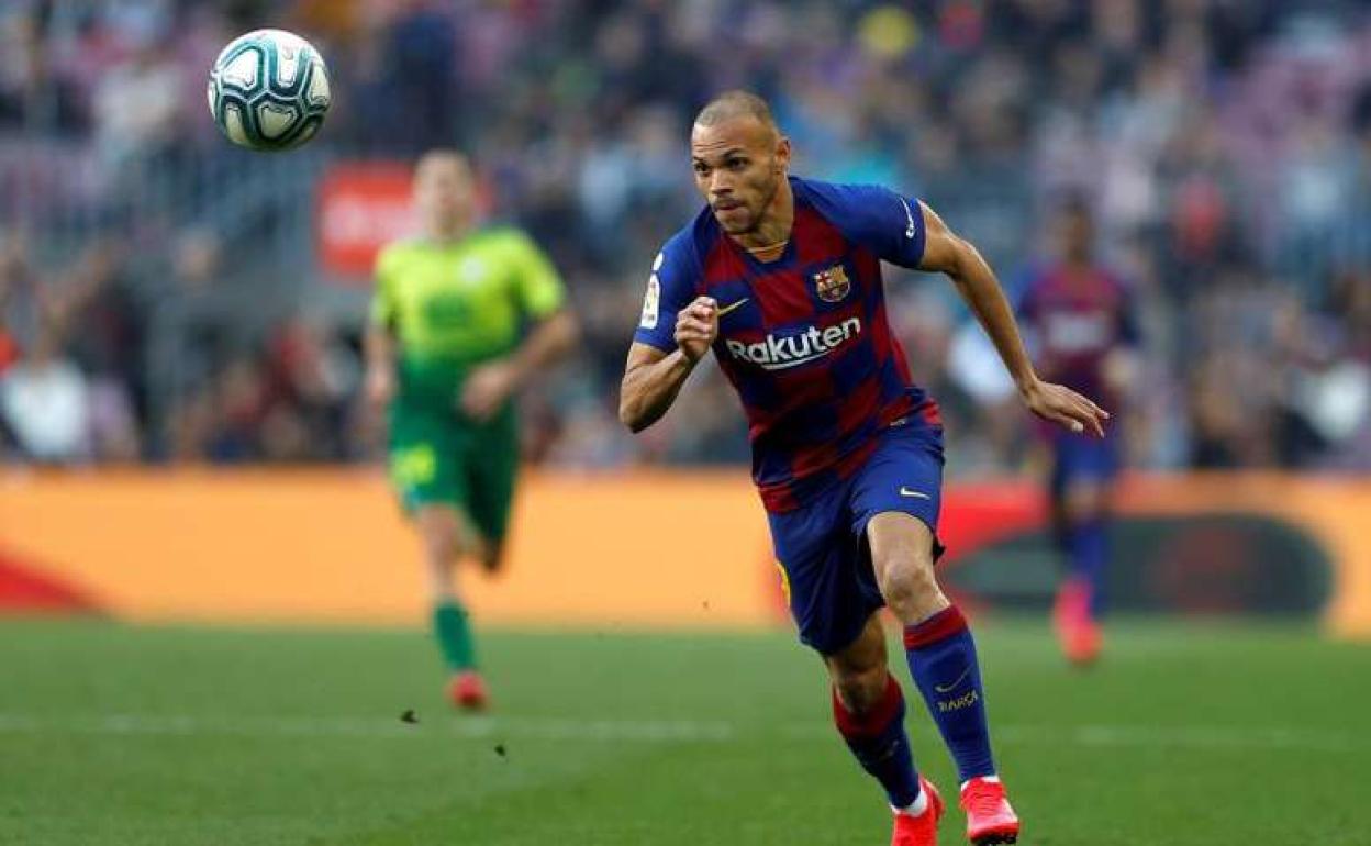 Martin Braithwaite, el día de su debut con el Barcelona. 