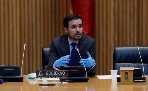 El ministro Alberto Garzón en la Comisión de Consumo del Congreso.