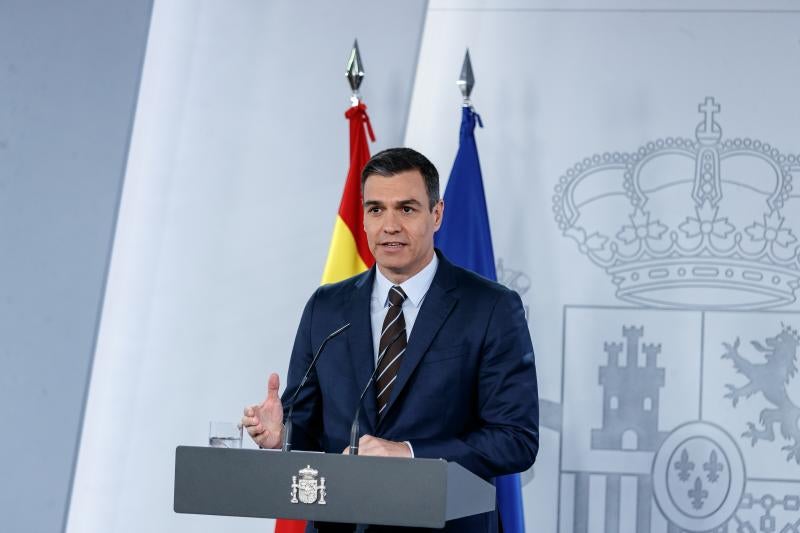 El presidente del Gobierno, Pedro Sánchez, en la rueda de prensa de este domingo 