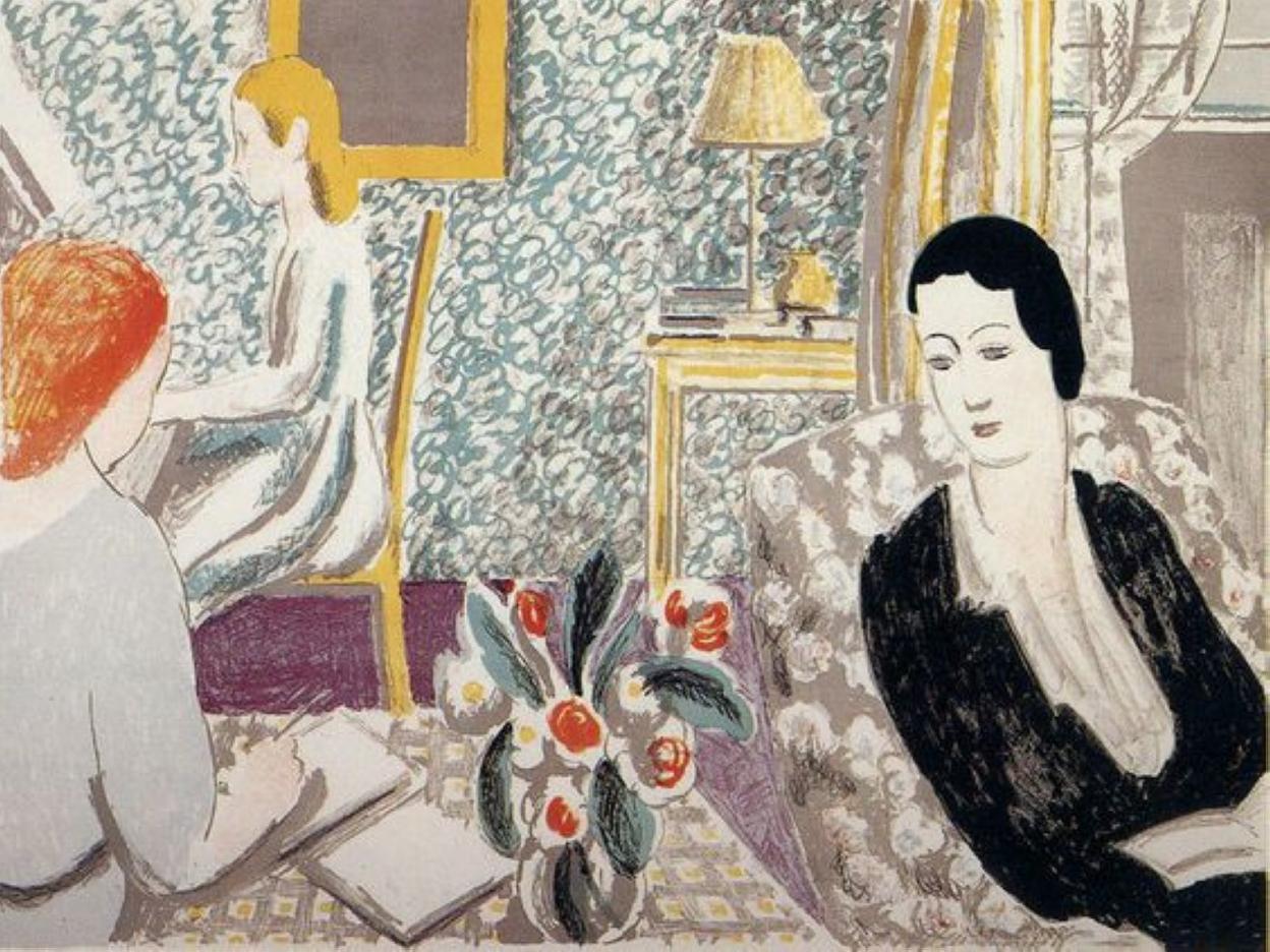 'El aula', litografía de Vanessa Bell, propiedad del Victoria and Albert Museum de Londres. 