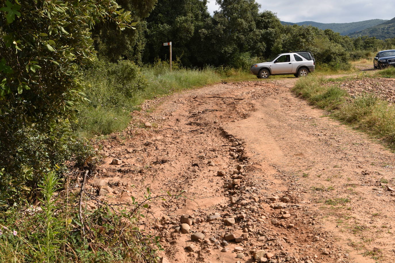 La consejera Eva Hita acudió este lunes a las zonas afectadas para comprobar los destrozos las infraestructuras de Ocón