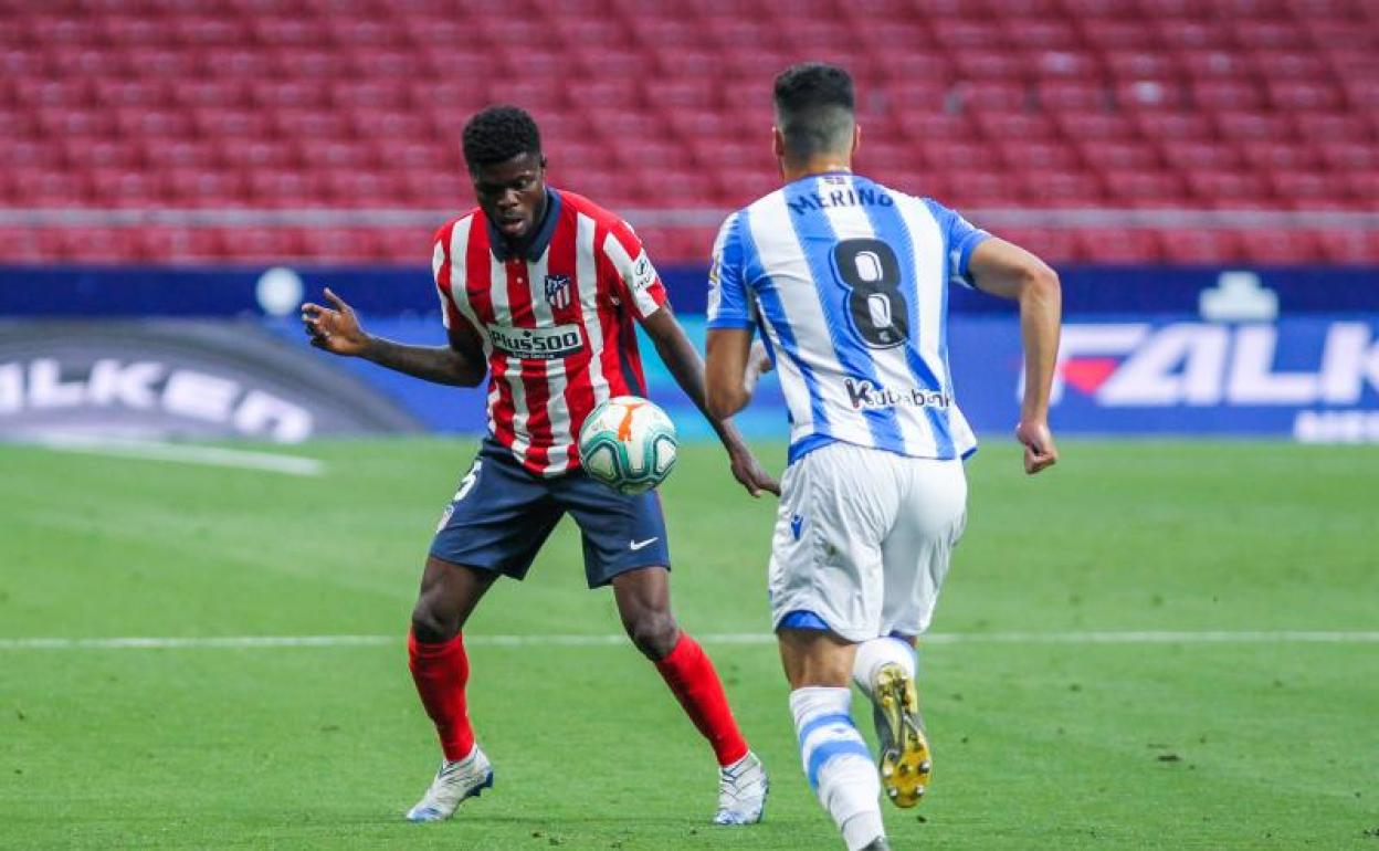 Thomas Partey, en el último partido de Liga entre el Atlético y la Real Sociedad. 