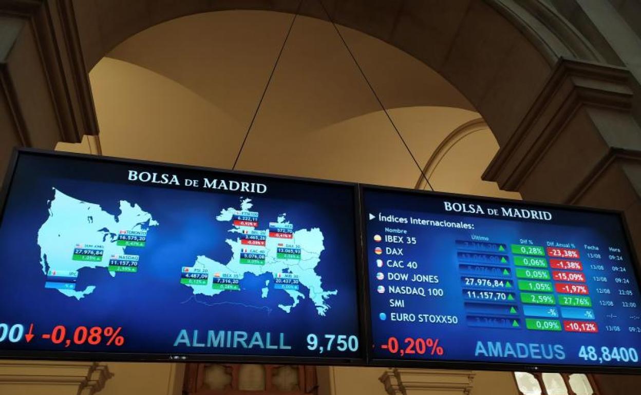 Paneles de la Bolsa de Madrid 