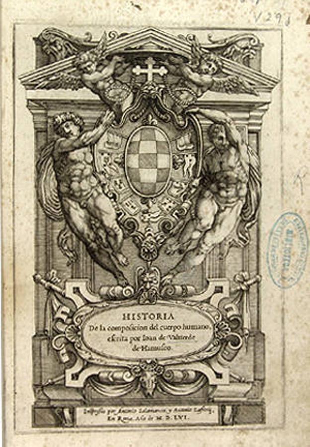 'Historia de la composicion del cuerpo humano', de Ioan de Valuerde de Hamusco, exlibris de Vicente Asuero.