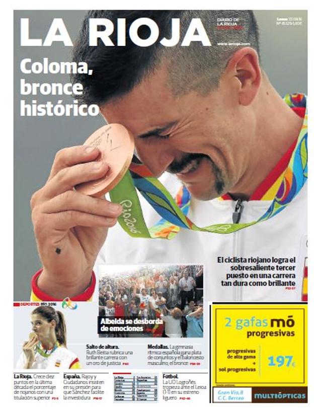 Portada de Diario La Rioja el 22 de agosto de 2016.