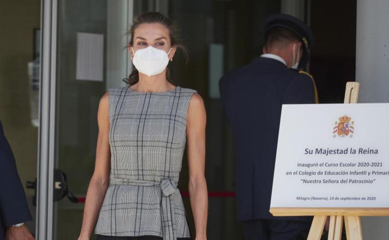 La Reina Letizia en la inauguración del curso escolar 2020-2021, en Milagro, Navarra 