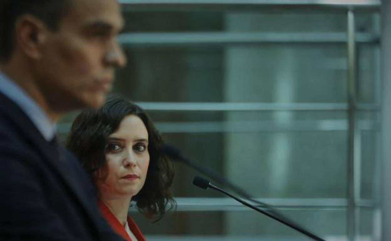 Sánchez y Díaz Ayuso, durante su comparecencia del pasado 21 de septiembre.