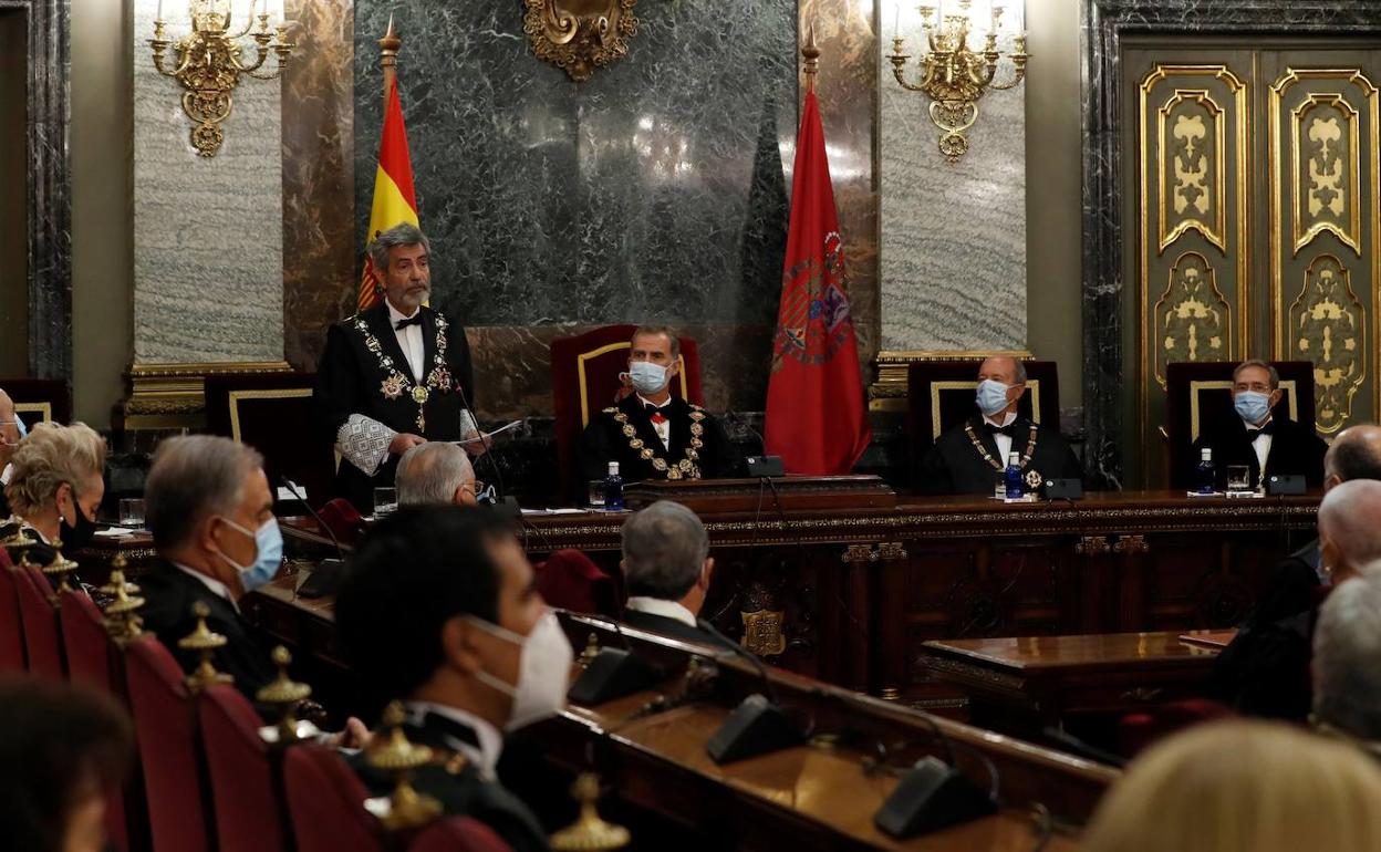 Lesmes interviene ante el Rey durante la apertura del año judicial el pasado septiembre.