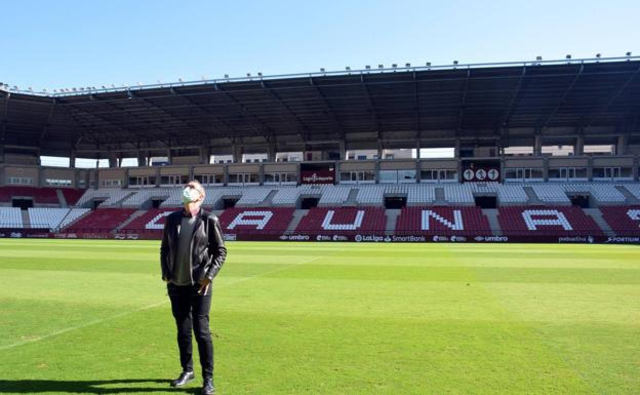 Rubén Antoñanzas, en una visita a Las Gaunas. 