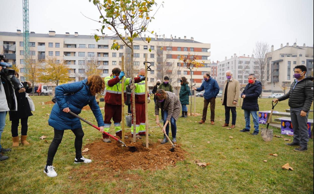 Plantación de árboles en el Bosque Vivo en memoria de las víctimas de violencia machista.