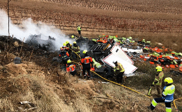 Imagen del camión accidentado 