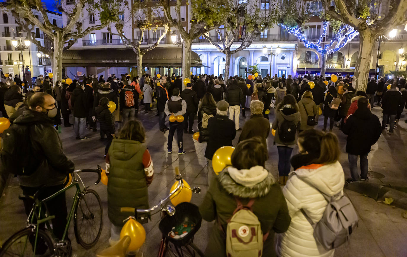 Unas 400 personas se concentran en el Paseo del Espolón para mostrar su rechazo hacia la 'Ley Celaá'.