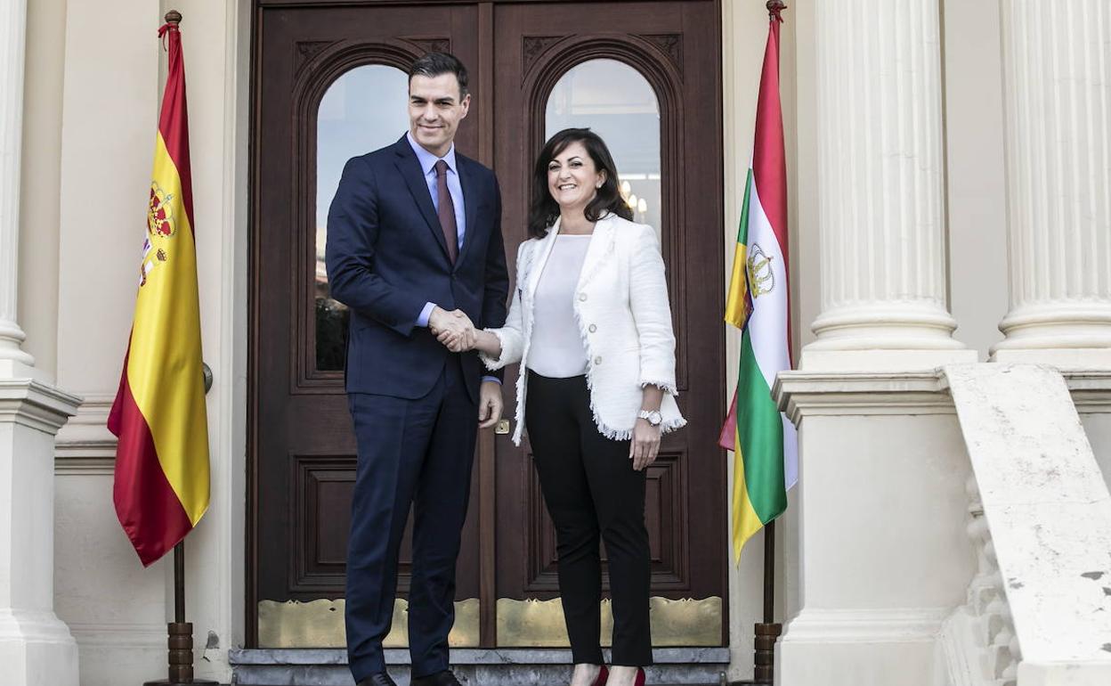 Sánchez y Andreu en una imagen de una visita del presidente del Gobierno a La Rioja. 