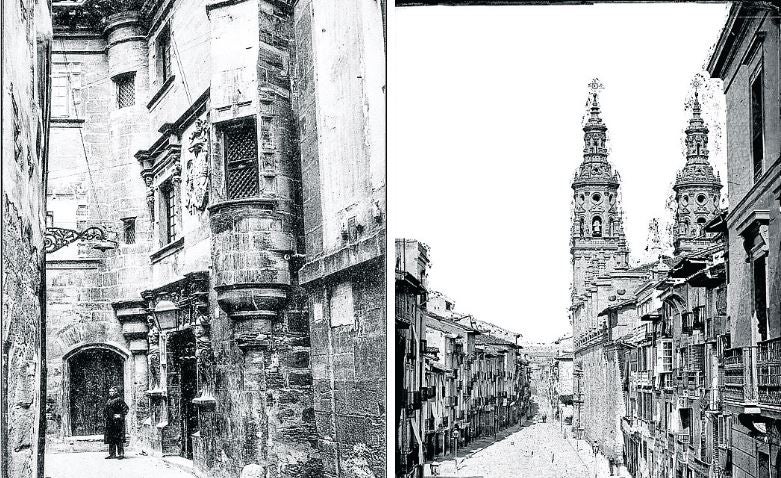 Calle Bilibio de Haro, calle del Mercado de Logroño y concatedral de la Redonda,