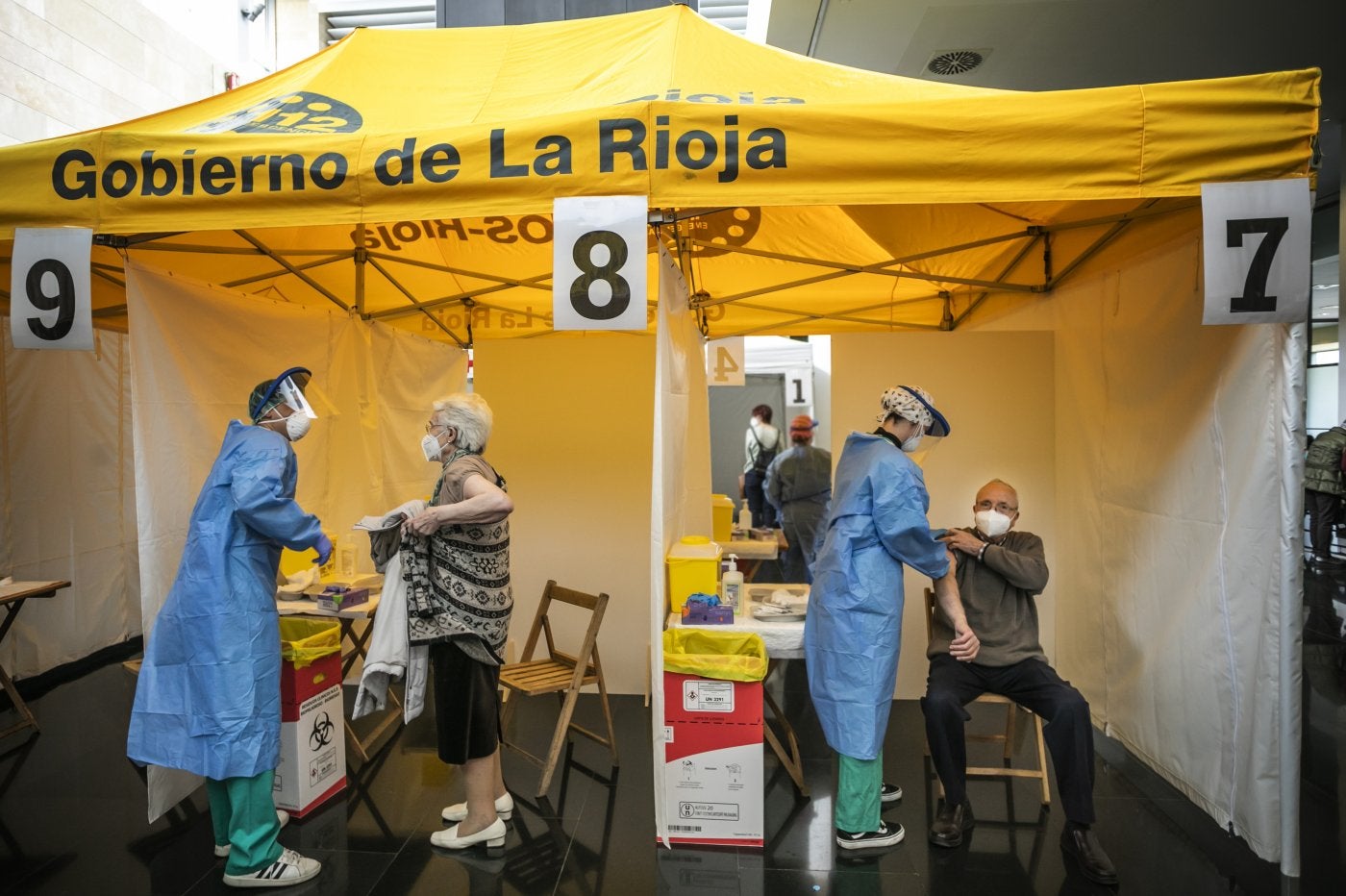 Vacunación de los mayores de 80 años en Riojafórum a primeros de abril. 
