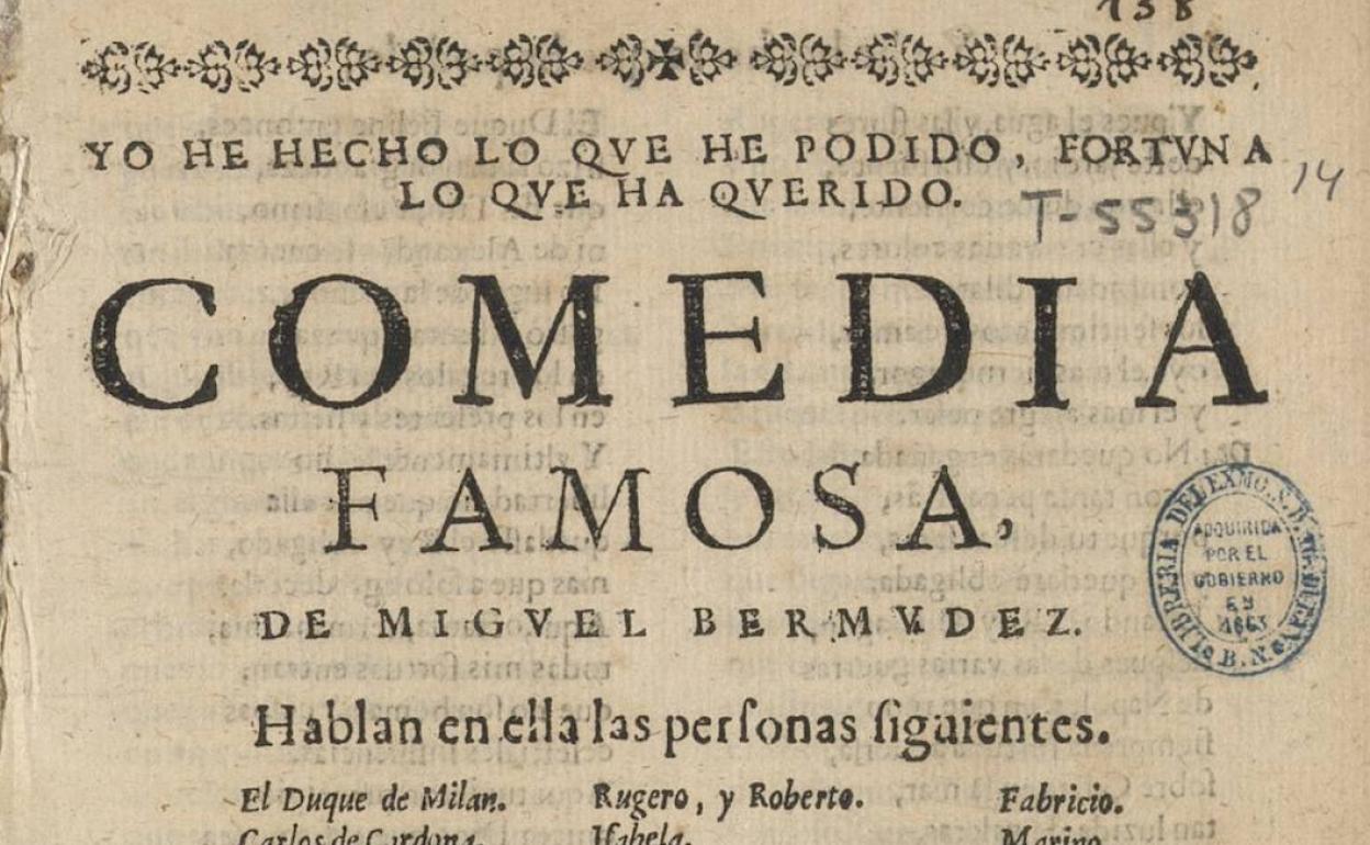 Portada del original impreso en Sevilla entre 1632 y 1634 hallado en la Biblioteca Nacinal.