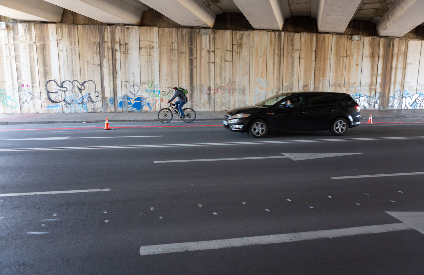 Fotos: El estado de las obras del Eje ciclista Los Lirios-El Cubo en Logroño