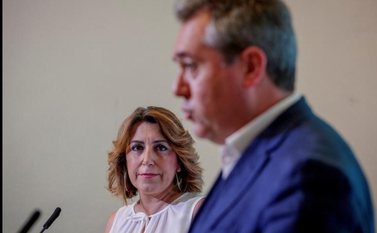 Susana Díaz y Juan Espadas, este lunes en Sevilla. 